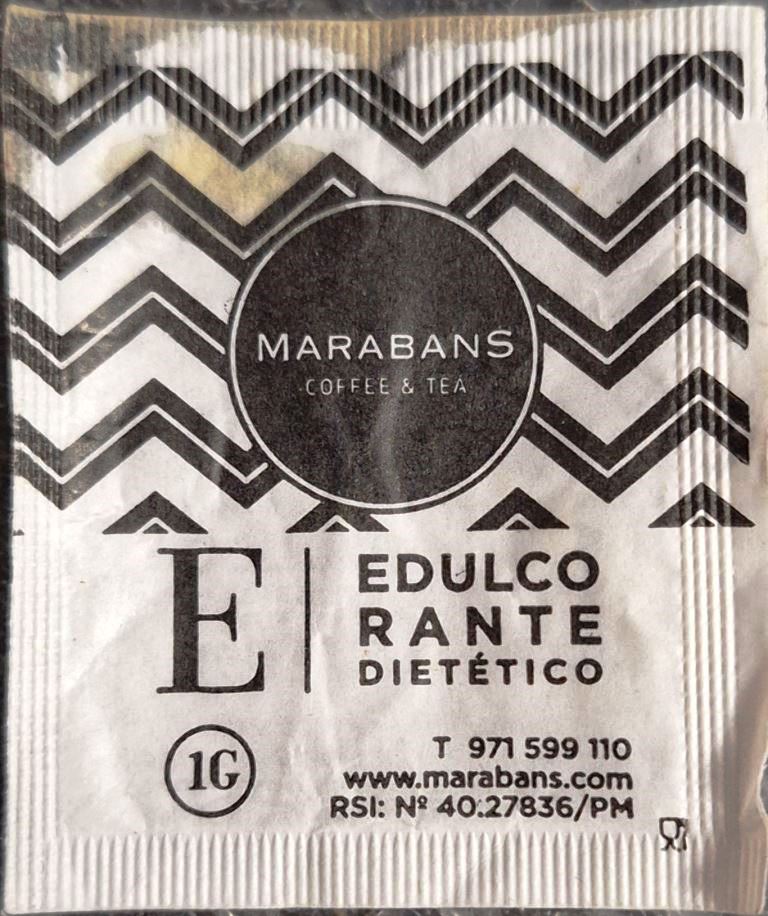 Sobres de edulcorantes de España de la marca de café MARABANS. Sobres de edulcorantes de España de la marca de café MARABANS.