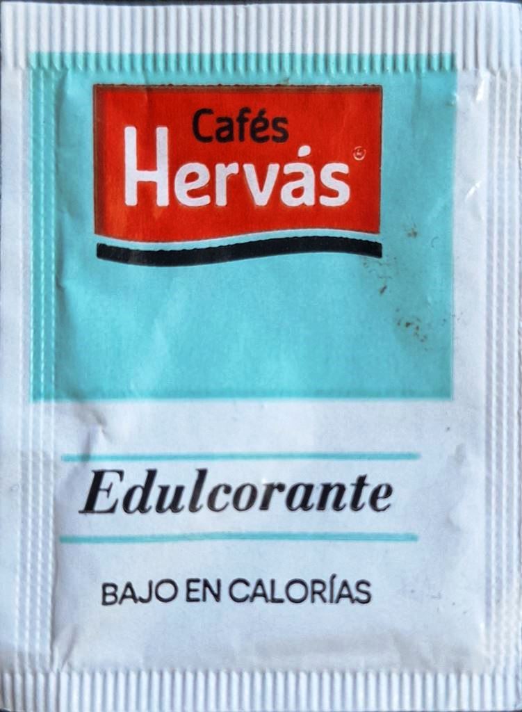Sobres de edulcorantes de la marca de café HERVAS. Sobres de edulcorantes de la marca de café HERVAS.