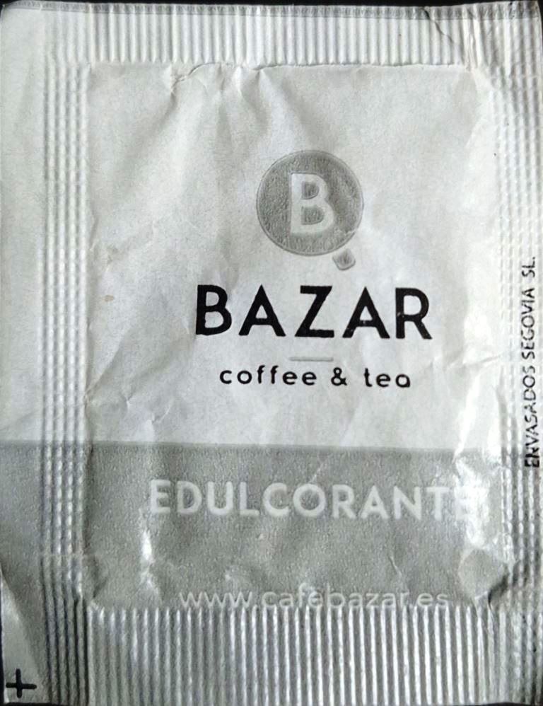 Sobres de edulcorantes de la marca de café BAZAR. Sobres de edulcorantes de la marca de café BAZAR.