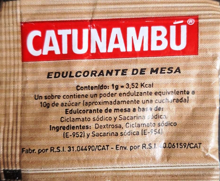 Sobres de edulcorantes de la marca de café CATUNANBÚ. Sobres de edulcorantes de la marca de café CATUNANBÚ.