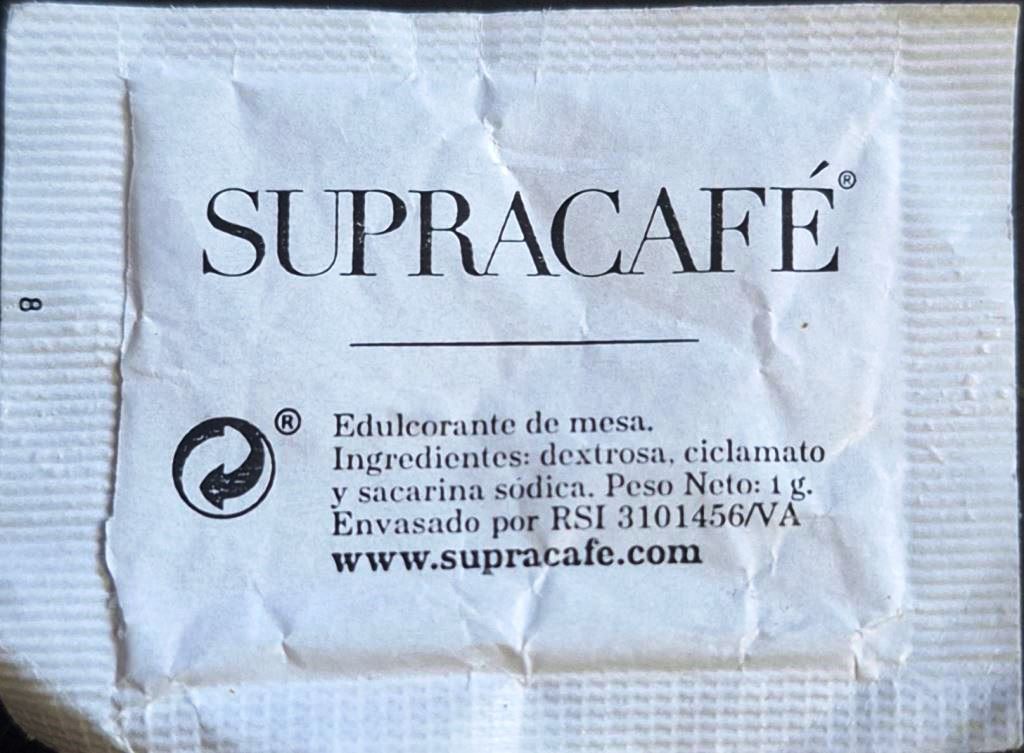Sobres de edulcorantes de España de la marca de café SUPRACAFÉ. Sobres de edulcorantes de España de la marca de café SUPRACAFÉ.