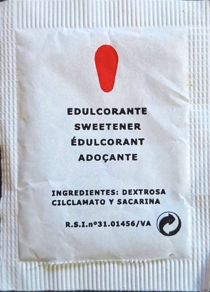 Sobres de edulcorantes de España de la marca de café TEMPLO. Sobres de edulcorantes de España de la marca de café TEMPLO.