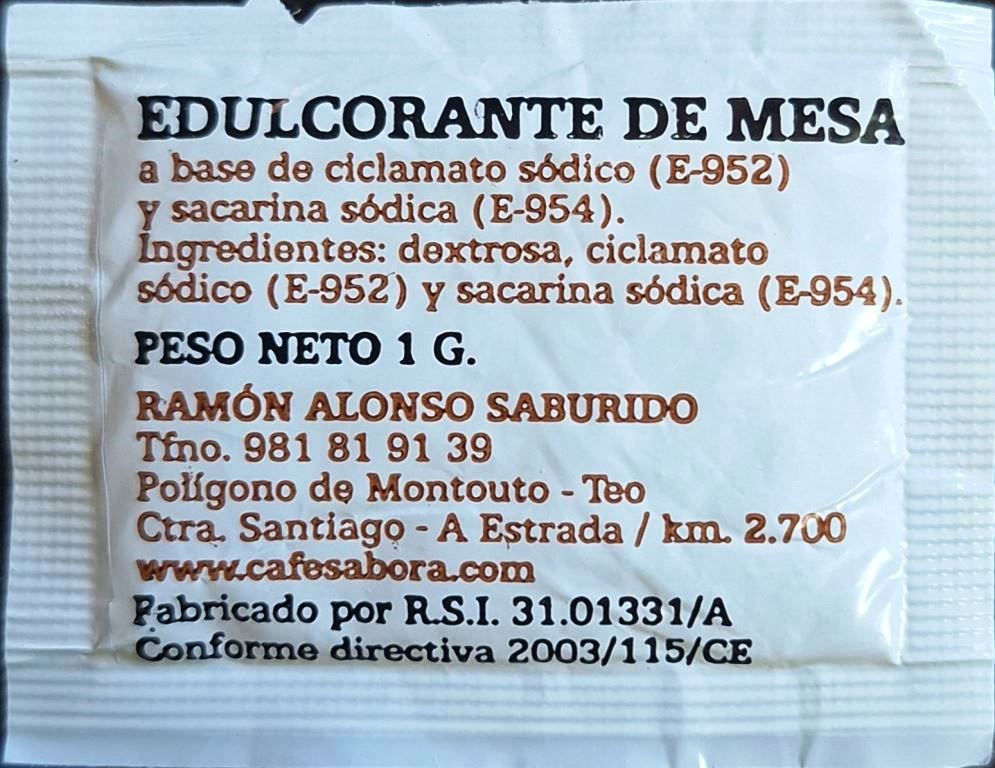 Sobres de edulcorantes de España de la marca de café SABORA. Sobres de edulcorantes de España de la marca de café SABORA.