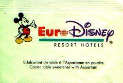 . Sachets d'édulcorant de l'hôtel DISNEYLAND de France.