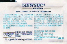 Ma collection personnelle de Sachets d'édulcorant de la marque d'édulcorant NEW SUC de France. Ma collection personnelle de Sachets d'édulcorant de la marque d'édulcorant NEW SUC de France.