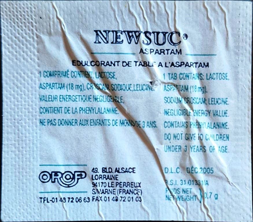 Ma collection personnelle de Sachets d'édulcorant de la marque d'édulcorant NEW SUC de France. Ma collection personnelle de Sachets d'édulcorant de la marque d'édulcorant NEW SUC de France.