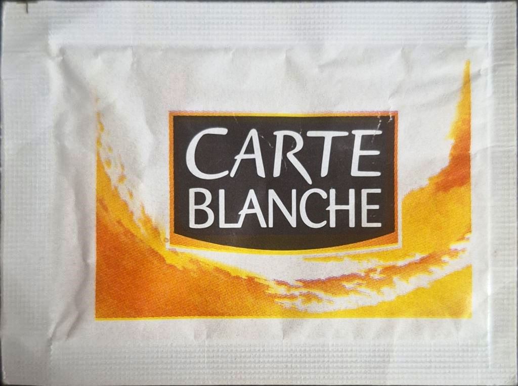 Ma collection personnelle de Sachets d'édulcorant de la marque d'édulcorant CARTE BLANCHE de France. Ma collection personnelle de Sachets d'édulcorant de la marque d'édulcorant CARTE BLANCHE de France.