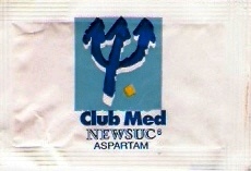. Sachets d'édulcorant de l'hôtel CLUB MED de France.