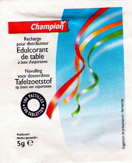 Sachets d'édulcorant de distributeurs de France. Sachets d'édulcorant de distributeurs de France.