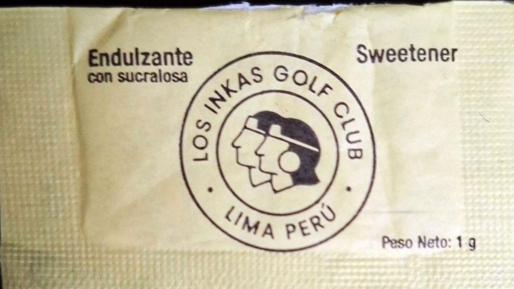 Sobres de edulcorantes de LOS INKAS GOLF CLUB de Perú.