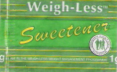 Iqoqo lami lezikhwama zoshukela wokwenziwa lomkhiqizo kashukela wokwenziwa we-Weigh-Less eNingizimu Afrika